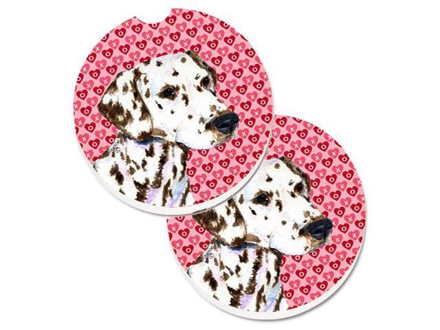 Carolines Treasures SS4469CARC Dalmatian Hearts Love & Valentines Day Portrait Set of 2 Cup Holder Car Coaster