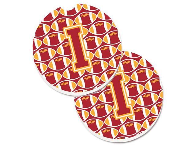 Carolines Treasures CJ1070-ICARC Letter I Football Cardinal & Gold Set of 2 Cup Holder Car Coaster