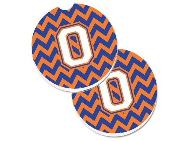 Carolines Treasures CJ1060-OCARC Letter O Chevron Blue & Orange No3 Set of 2 Cup Holder Car Coaster