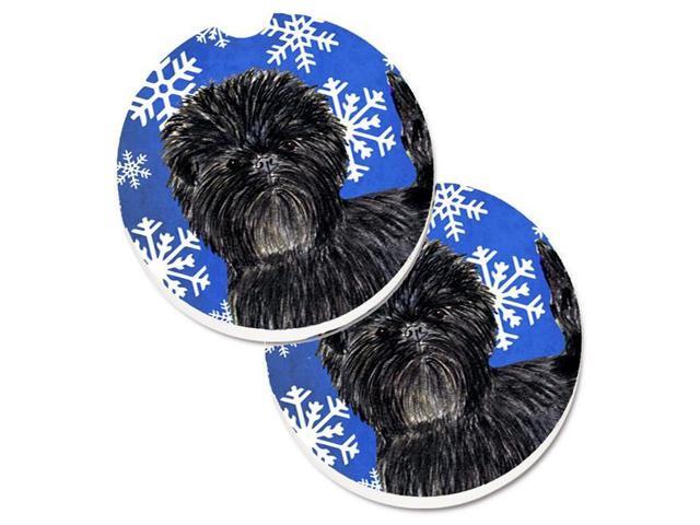 Carolines Treasures SS4649CARC Affenpinscher Winter Snowflakes Holiday Set of 2 Cup Holder Car Coaster