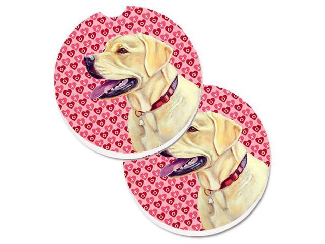 Carolines Treasures LH9158CARC Labrador Hearts Love & Valentines Day Portrait Set of 2 Cup Holder Car Coaster