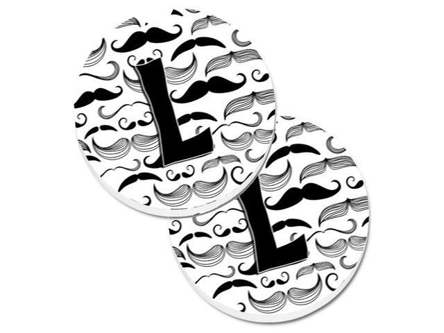 Carolines Treasures CJ2009-LCARC Letter L Moustache Initial Set of 2 Cup Holder Car Coaster