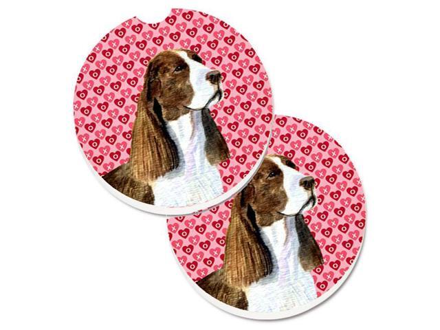 Carolines Treasures SS4513CARC Springer Spaniel Hearts Love Valentines Day Set of 2 Cup Holder Car Coaster