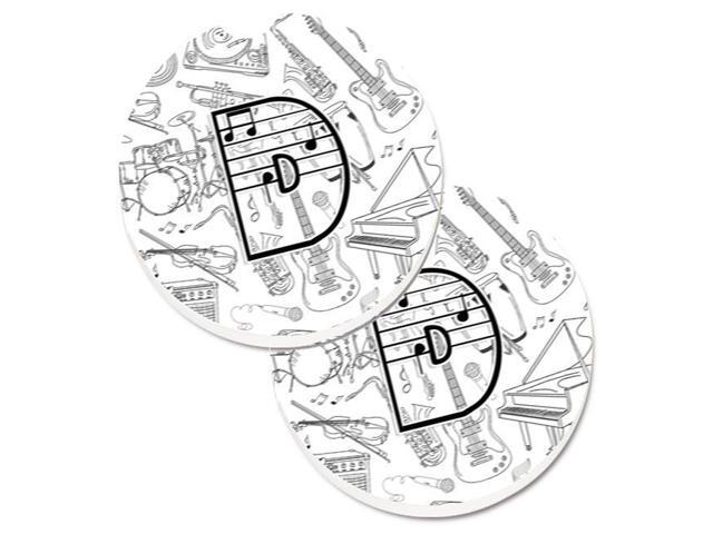 Carolines Treasures CJ2007-DCARC Letter D Musical Note Letters Set of 2 Cup Holder Car Coaster