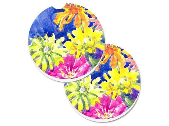 Carolines Treasures 6122CARC Flower Set of 2 Cup Holder Car Coaster