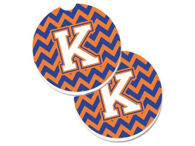 Carolines Treasures CJ1060-KCARC Letter K Chevron Blue & Orange No3 Set of 2 Cup Holder Car Coaster
