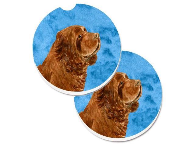 Carolines Treasures SS4786-BUCARC Blue Sussex Spaniel Set of 2 Cup Holder Car Coaster
