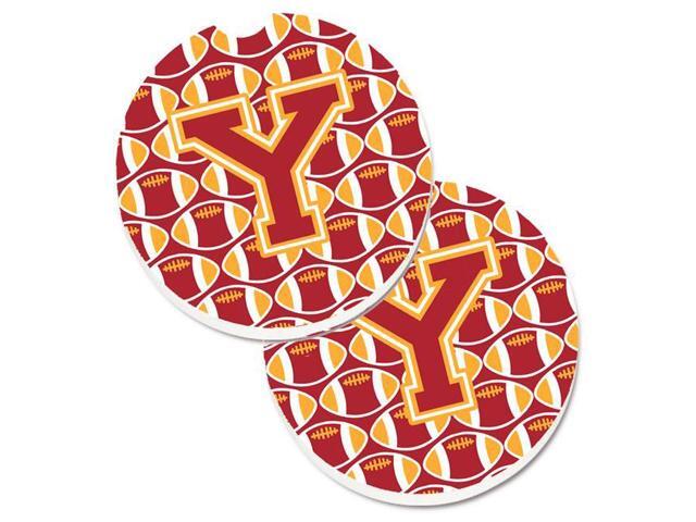 Carolines Treasures CJ1070-YCARC Letter Y Football Cardinal & Gold Set of 2 Cup Holder Car Coaster