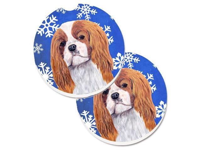 Carolines Treasures SC9394CARC Cavalier Spaniel Winter Snowflakes Holiday Set of 2 Cup Holder Car Coaster