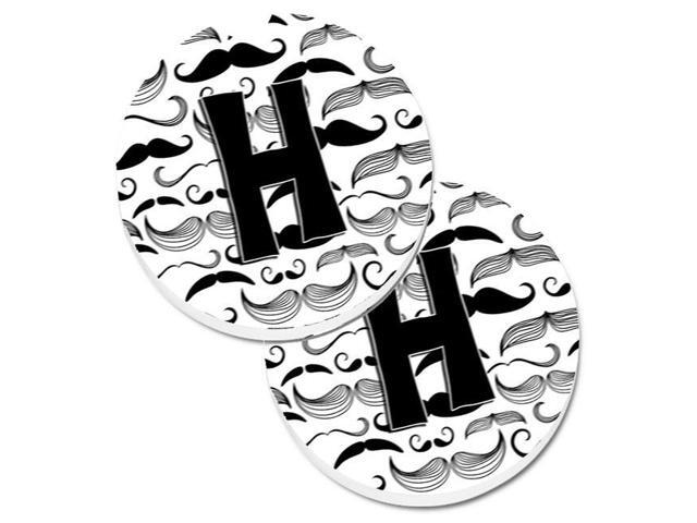 Carolines Treasures CJ2009-HCARC Letter H Moustache Initial Set of 2 Cup Holder Car Coaster
