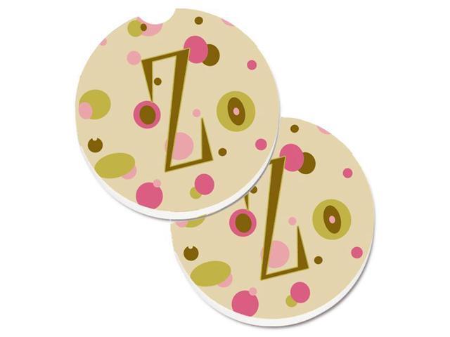 Carolines Treasures CJ1004-ZCARC Letter Z Initial Monogram Tan Dots Set of 2 Cup Holder Car Coaster