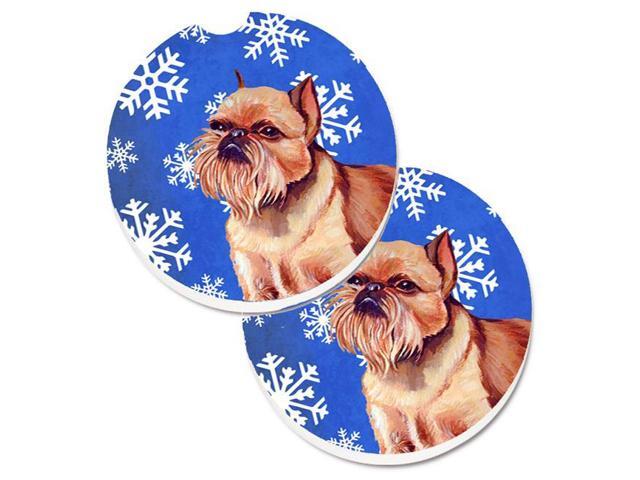 Carolines Treasures LH9269CARC Brussels Griffon Winter Snowflakes Holiday Set of 2 Cup Holder Car Coaster
