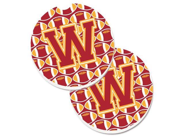 Carolines Treasures CJ1070-WCARC Letter W Football Cardinal & Gold Set of 2 Cup Holder Car Coaster