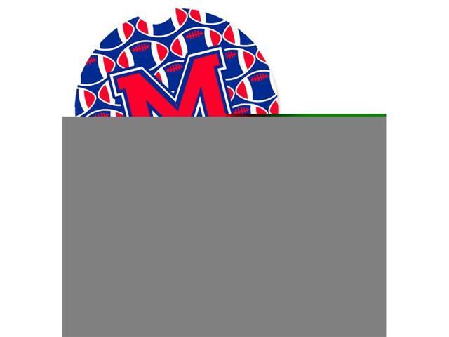 Carolines Treasures CJ1076-MCARC Letter M Football Harvard Crimson & Yale Blue Set of 2 Cup Holder Car Coaster