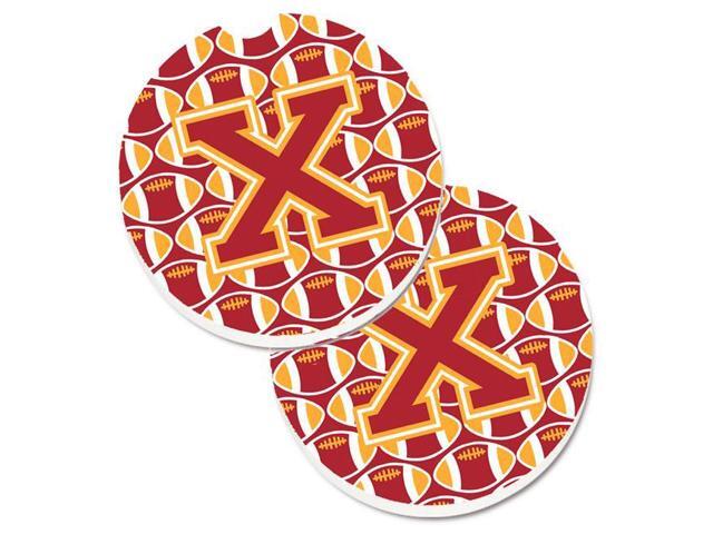 Carolines Treasures CJ1070-XCARC Letter X Football Cardinal & Gold Set of 2 Cup Holder Car Coaster
