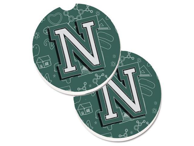 Carolines Treasures CJ2010-NCARC Letter N Back to School Initial Set of 2 Cup Holder Car Coaster