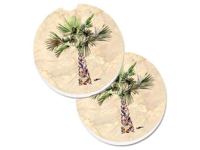 Carolines Treasures 8480CARC Palm Tree Set of 2 Cup Holder Car Coaster