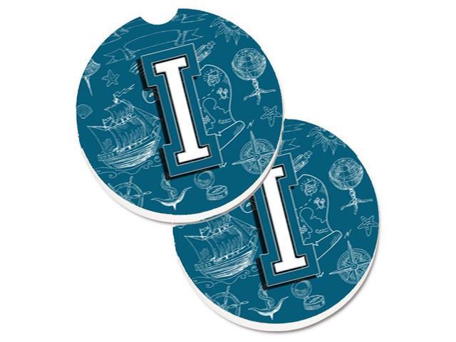 Carolines Treasures CJ2014-ICARC Letter I Sea Doodles Initial Alphabet Set of 2 Cup Holder Car Coaster