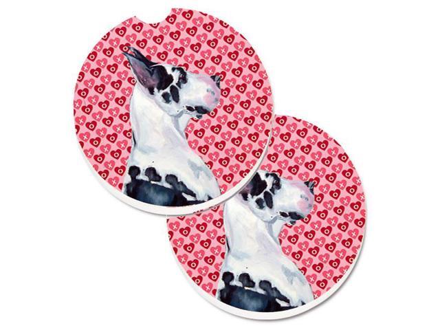 Carolines Treasures LH9146CARC Great Dane Hearts Love & Valentines Day Portrait Set of 2 Cup Holder Car Coaster