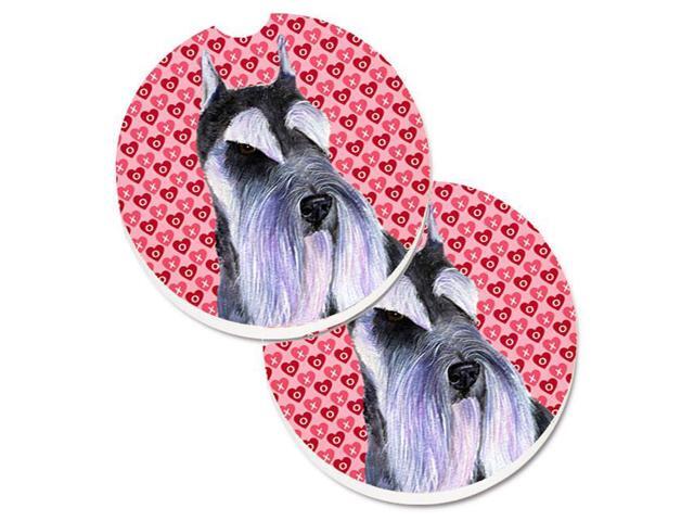 Carolines Treasures SS4477CARC Schnauzer Hearts Love & Valentines Day Portrait Set of 2 Cup Holder Car Coaster