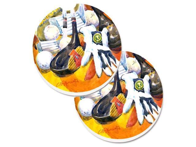 Carolines Treasures 6070CARC Golf Clubs Ball & Glove Set of 2 Cup Holder Car Coaster