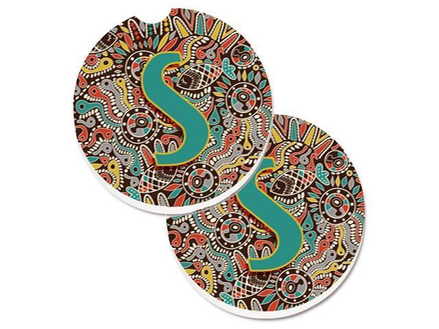 Carolines Treasures CJ2013-SCARC Letter S Retro Tribal Alphabet Initial Set of 2 Cup Holder Car Coaster
