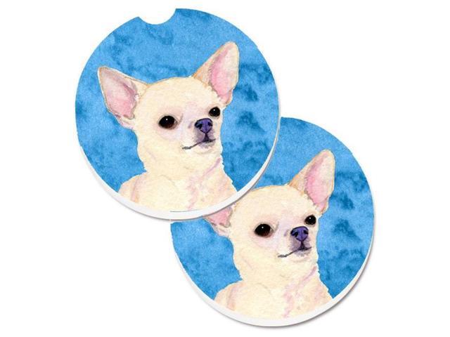 Carolines Treasures SS4748-BUCARC Blue Chihuahua Set of 2 Cup Holder Car Coaster