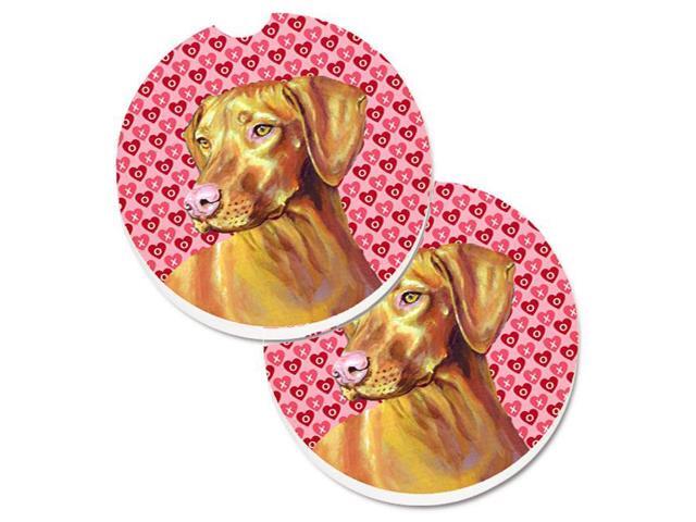 Carolines Treasures LH9145CARC Vizsla Hearts Love & Valentines Day Portrait Set of 2 Cup Holder Car Coaster