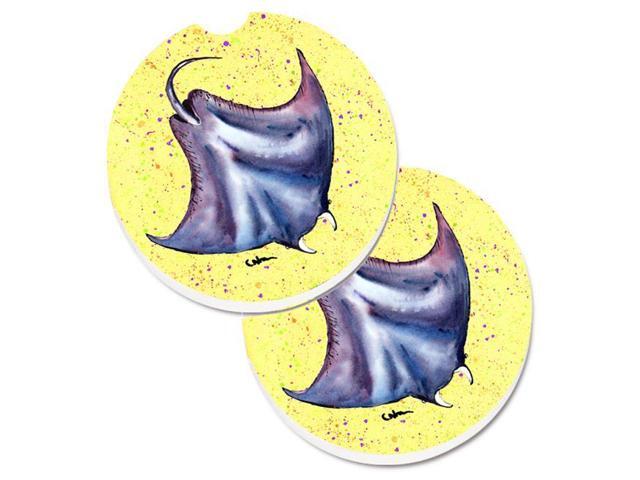 Carolines Treasures 8531CARC Stingray on Yellow Set of 2 Cup Holder Car Coaster