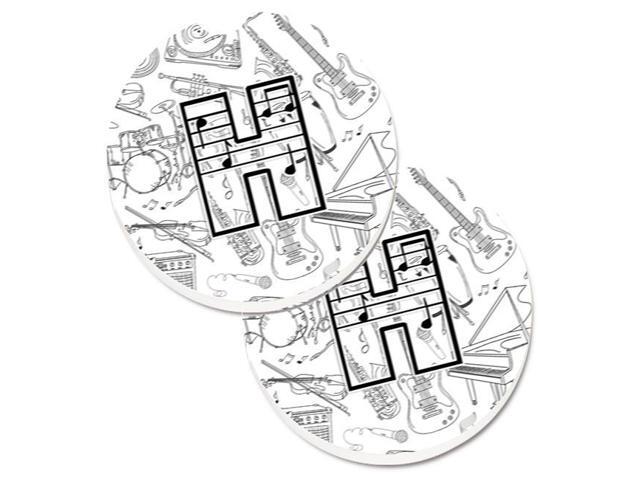 Carolines Treasures CJ2007-HCARC Letter H Musical Note Letters Set of 2 Cup Holder Car Coaster