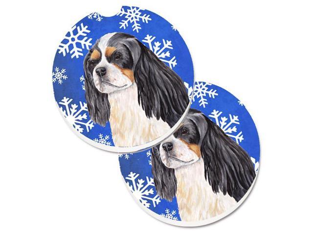 Carolines Treasures SC9391CARC Cavalier Spaniel Winter Snowflakes Holiday Set of 2 Cup Holder Car Coaster