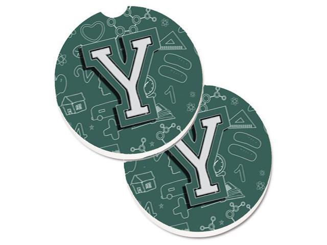 Carolines Treasures CJ2010-YCARC Letter Y Back to School Initial Set of 2 Cup Holder Car Coaster