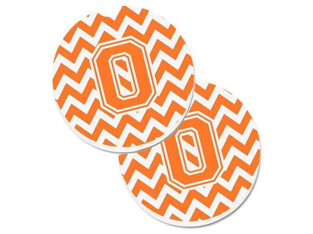 Carolines Treasures CJ1046-OCARC Letter O Chevron Orange & White Set of 2 Cup Holder Car Coaster