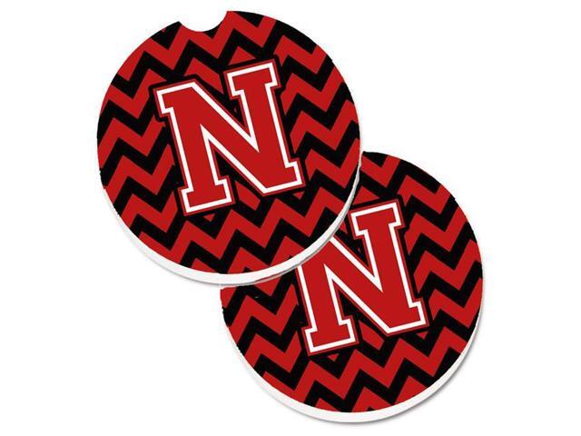 Carolines Treasures CJ1047-NCARC Letter N Chevron Black & Red Set of 2 Cup Holder Car Coaster