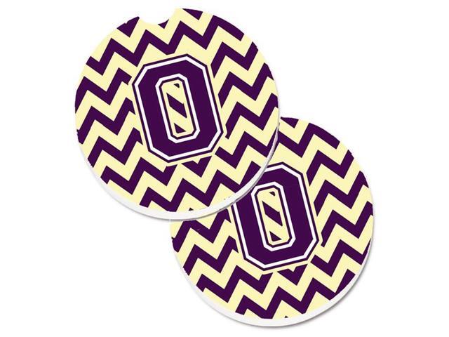 Carolines Treasures CJ1058-OCARC Letter O Chevron Purple & Gold Set of 2 Cup Holder Car Coaster