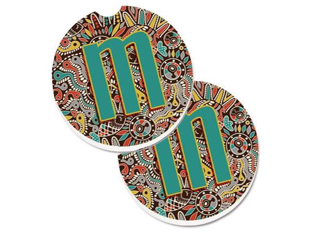 Carolines Treasures CJ2013-MCARC Letter M Retro Tribal Alphabet Initial Set of 2 Cup Holder Car Coaster