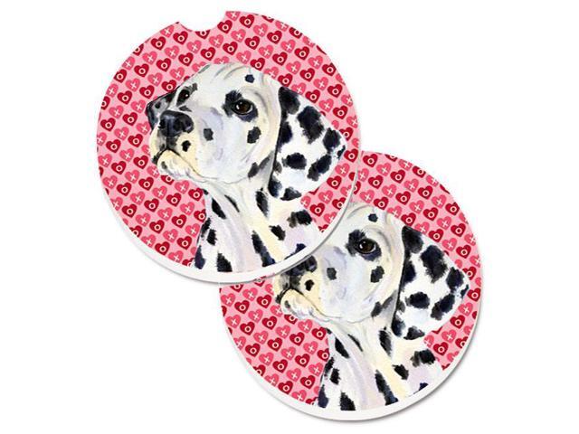 Carolines Treasures SS4492CARC Dalmatian Hearts Love & Valentines Day Portrait Set of 2 Cup Holder Car Coaster