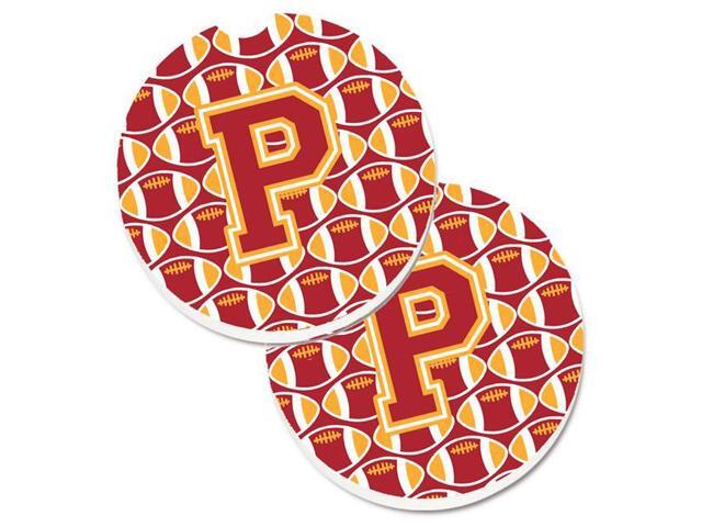 Carolines Treasures CJ1070-PCARC Letter P Football Cardinal & Gold Set of 2 Cup Holder Car Coaster
