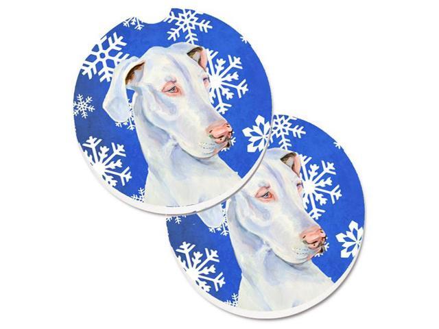 Carolines Treasures LH9266CARC Great Dane Winter Snowflakes Holiday Set of 2 Cup Holder Car Coaster