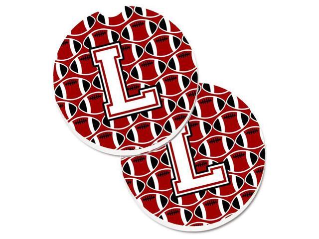Carolines Treasures CJ1082-LCARC Letter L Football Cardinal & White Set of 2 Cup Holder Car Coaster