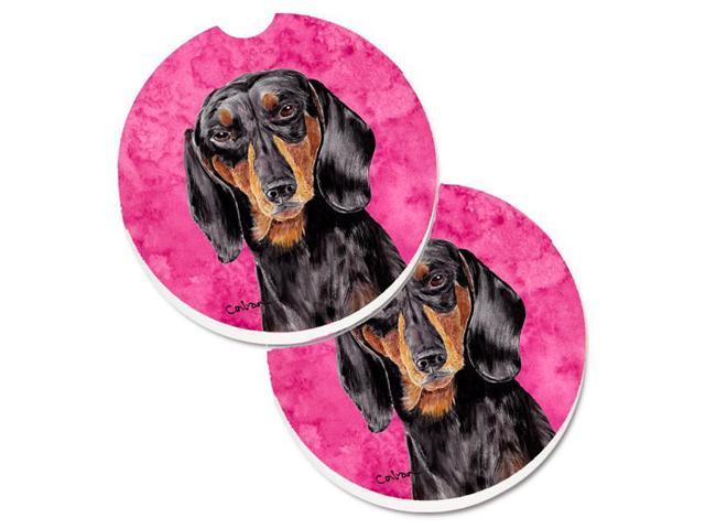 Carolines Treasures SC9139PKCARC Pink Dachshund Set of 2 Cup Holder Car Coaster