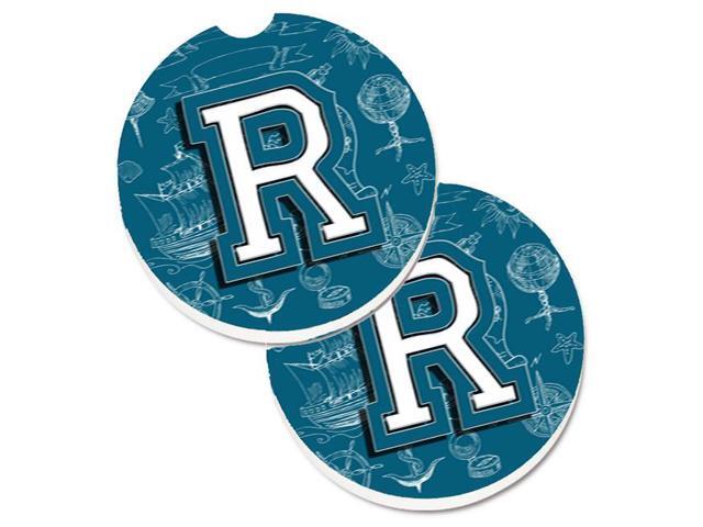 Carolines Treasures CJ2014-RCARC Letter R Sea Doodles Initial Alphabet Set of 2 Cup Holder Car Coaster