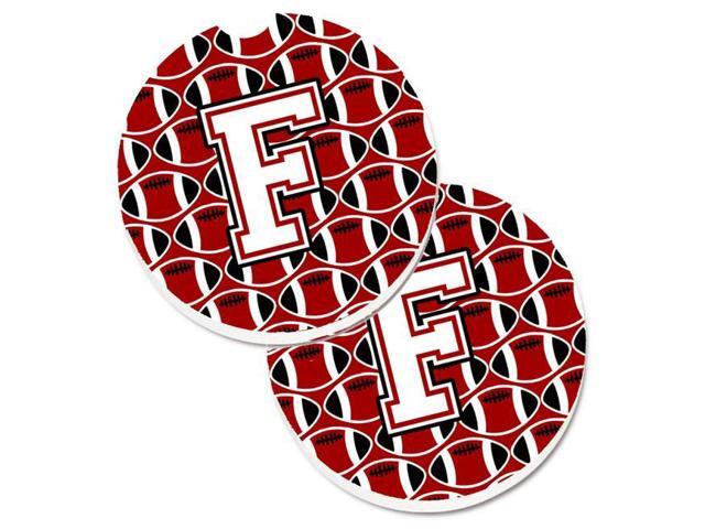 Carolines Treasures CJ1082-FCARC Letter F Football Cardinal & White Set of 2 Cup Holder Car Coaster
