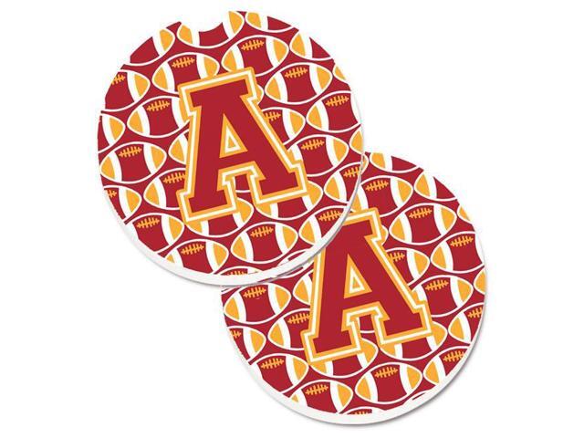 Carolines Treasures CJ1070-ACARC Letter A Football Cardinal & Gold Set of 2 Cup Holder Car Coaster