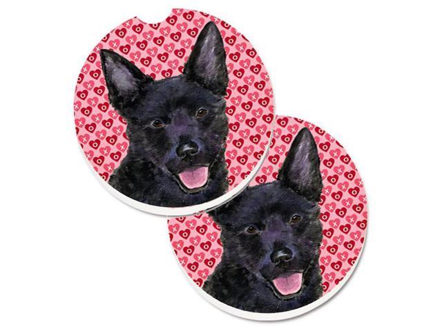 Carolines Treasures SS4498CARC Australian Kelpie Hearts Love Valentines Day Set of 2 Cup Holder Car Coaster