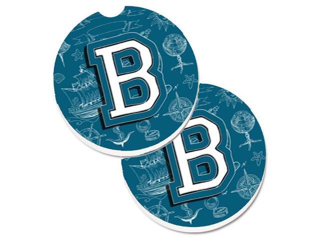 Carolines Treasures CJ2014-BCARC Letter B Sea Doodles Initial Alphabet Set of 2 Cup Holder Car Coaster