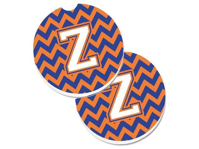 Carolines Treasures CJ1060-ZCARC Letter Z Chevron Blue & Orange No3 Set of 2 Cup Holder Car Coaster