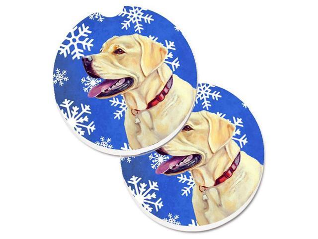 Carolines Treasures LH9293CARC Labrador Winter Snowflakes Holiday Set of 2 Cup Holder Car Coaster