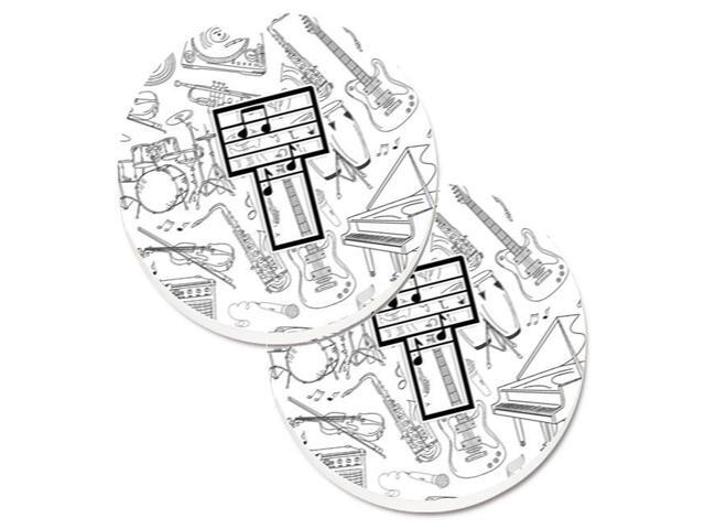 Carolines Treasures CJ2007-TCARC Letter T Musical Note Letters Set of 2 Cup Holder Car Coaster