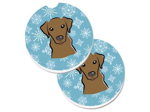 Carolines Treasures BB1668CARC Snowflake Chocolate Labrador Set of 2 Cup Holder Car Coaster